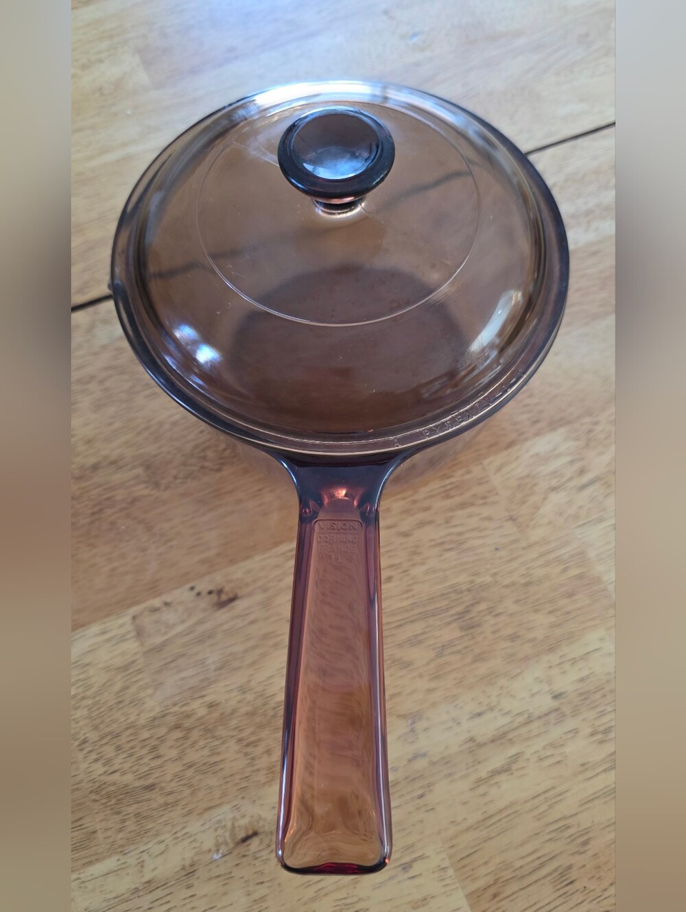 Vintage Vision Corning France 1L Amber Glass Saucepan w/ Lid | Pyrex Vision Cook